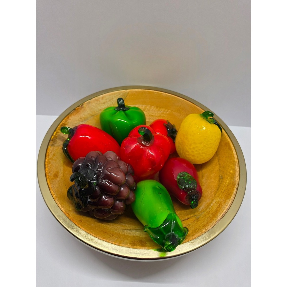 Vintage Hand Blown Glass Fruit Vegetable 8‎ Piece Set Decorative Centerpieces